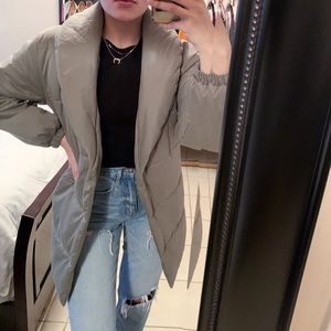 Olive Puffer Jacket w/ Belt